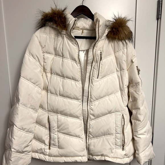 Calvin Klein cream hooded parka - Picture 1 of 7